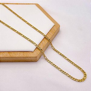 CORRENTE AÇO INOX 316L FÍGARO RISCADA 1.0MM  60 CM - DOURADA