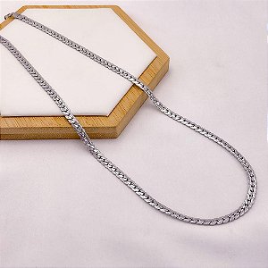 CORRENTE AÇO INOX  GRUMET RISCADA 1.4MM 60CM - PRATEADA