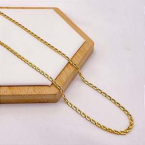 CORRENTE AÇO INOX COM DETALHES 60 CM - DOURADA