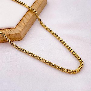 CORRENTE AÇO INOX TRIGO 4.0MM 60 CM - DOURADA