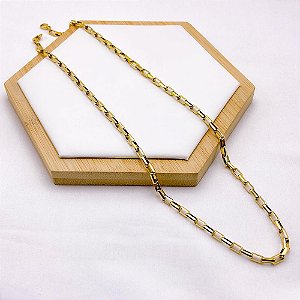 CORRENTE AÇO INOX TIJOLINHO 4.0MM 60 CM - DOURADA