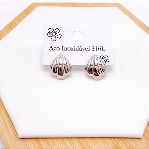BRINCO  AÇO INOXIDÁVEL CONCHA MODA PRAIA - PRATEADO