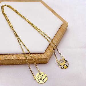 ESCAPULÁRIO AÇO INOX  65CM ESPIRITO SANTO - DOURADO