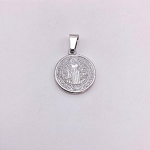PINGENTE AÇO INOXIDÁVEL  SÃO BENTO - PRATEADO