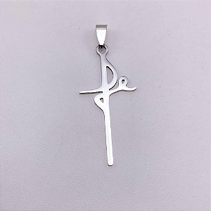 PINGENTE AÇO INOXIDÁVEL FÉ - PRATEADO