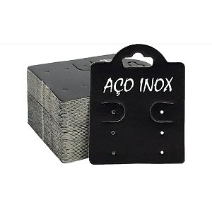 KIT 50 CARTELAS CAPELA PEQUENA TAG PARA BRINCO AÇO INOX - PRETA