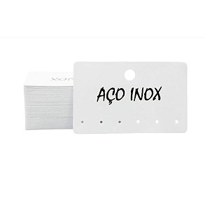 KIT 50 CARTELAS ARGOLINHA TAG PARA BRINCO AÇO INOX - BRANCA