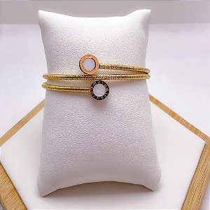 BRACELETE  AÇO INOX ALGARISMOS ROMANOS PEROLADO - DOURADO