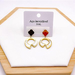 BRINCO AÇO INOX  TREVO PEROLADO - DOURADO