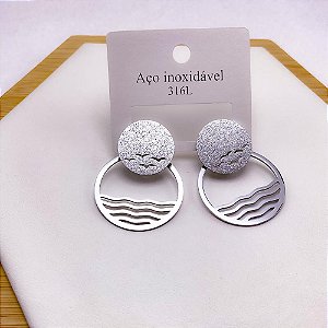 BRINCO AÇO INOX GEOMETRICO - PRATEADO