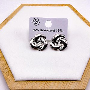 BRINCO AÇO INOX  GEOMETRICO - PRATEADO