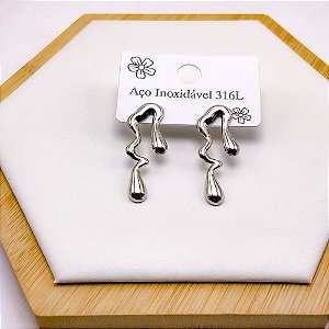 BRINCO AÇO INOX  GEOMETRICO - PRATEADO