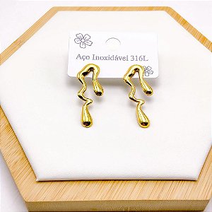 BRINCO AÇO INOX  GEOMETRICO - DOURADO