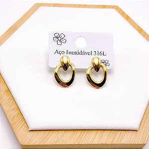BRINCO AÇO INOX  GEOMETRICO - DOURADO
