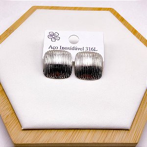 BRINCO AÇO INOX  GEOMETRICO COM DETALHES - PRATEADO