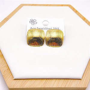 BRINCO AÇO INOX  GEOMETRICO COM DETALHES - DOURADO