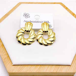 BRINCO AÇO INOX  GEOMETRICO - DOURADO