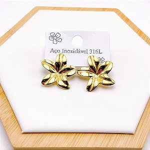BRINCO AÇO INOX  FLOR - DOURADO