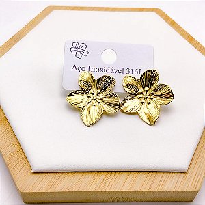 BRINCO AÇO INOX  FLOR - DOURADO