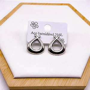 BRINCO AÇO INOX  GEOMETRICO - PRATEADO