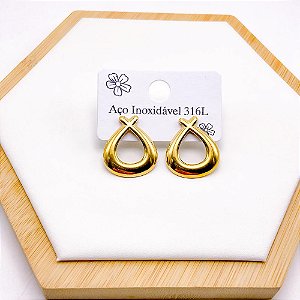 BRINCO AÇO INOX  GEOMETRICO - DOURADO