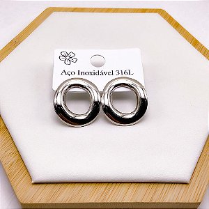BRINCO AÇO INOX  GEOMETRICO - PRATEADO