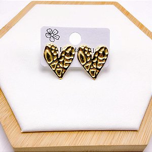 BRINCO AÇO INOX  CORAÇÃO COM DETALHES - DOURADO