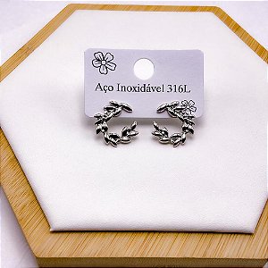 BRINCO AÇO INOX  MINI FOLHAS - PRATEADO