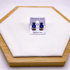 BRINCO AÇO INOX ARGOLINHA CLICK  PRATEADO - AZUL