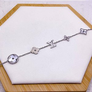 PULSEIRA AÇO INOX INSPIRE-SE TREVO PEROLADO  - PRATEADA
