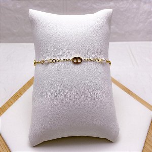 PULSEIRA AÇO INOX INSPIRE-SE COM PÉROLAS - DOURADA