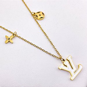 COLAR AÇO INOXIDÁVEL 45CM INSPIRE-SE BRANCO - DOURADO