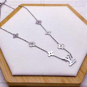 COLAR AÇO INOXIDÁVEL 45CM INSPIRE-SE TREVO - PRATEADO