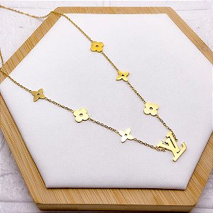 COLAR AÇO INOXIDÁVEL 45CM INSPIRE-SE TREVO - DOURADO