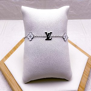 PULSEIRA AÇO INOX INSPIRE-SE TREVO BRANCO  - PRATEADA