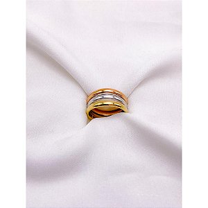 ANEL  AÇO INOXIDÁVEL TRIO TRICOLORE  - DOURADO PRATA E ROSÉ