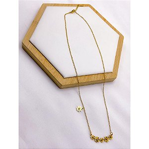 COLAR  AÇO INOXIDÁVEL 45CM MINI FLOR - DOURADO