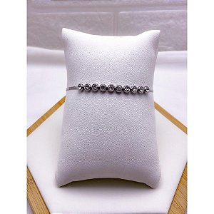 PULSEIRA  AÇO INOXIDÁVEL FITA PEDRA CRISTAL - PRATEADA