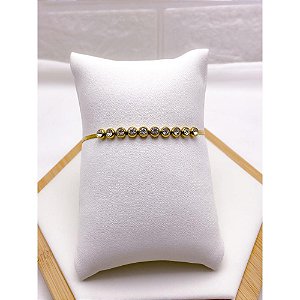 PULSEIRA  AÇO INOXIDÁVEL FITA PEDRA CRISTAL - DOURADA