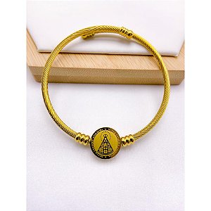 BRACELETE AÇO INOXIDÁVEL NOSSA SENHORA - DOURADO