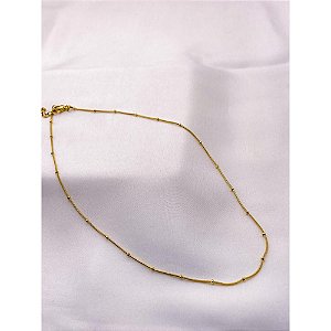 COLAR AÇO INOX 45CM MINI BOLINHAS - DOURADO