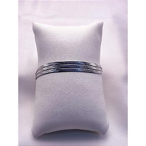 PULSEIRA AÇO INOX TRIPLA MALHA FITA - PRATEADA
