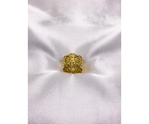 ANEL  AÇO INOXIDÁVEL ESTILO ALIANÇA LARGA AJUSTAVEL - DOURADO (UNIDADE)