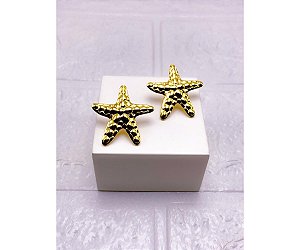 BRINCO AÇO INOX  ESTRELA DO MAR COM DETALHES - DOURADO