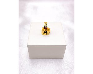 ARGOLINHA CLICK AÇO INOX  PEDRAS CRISTAL P - DOURADO