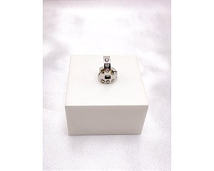 ARGOLINHA CLICK AÇO INOX  PEDRAS CRISTAL P - PRATEADO