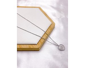COLAR AÇO INOX 45CM PINGENTE CORAÇÃO - PRATEADO