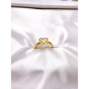 ANEL  AÇO INOXIDÁVEL CORAÇÃO CRAVEJADO - DOURADO (UNIDADE)