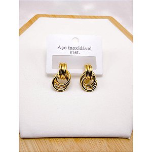 BRINCO AÇO INOX  GEOMETRICO - DOURADO