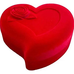 CAIXA VELUDO PARA PAR ALIANÇA CORAÇÃO - VERMELHO